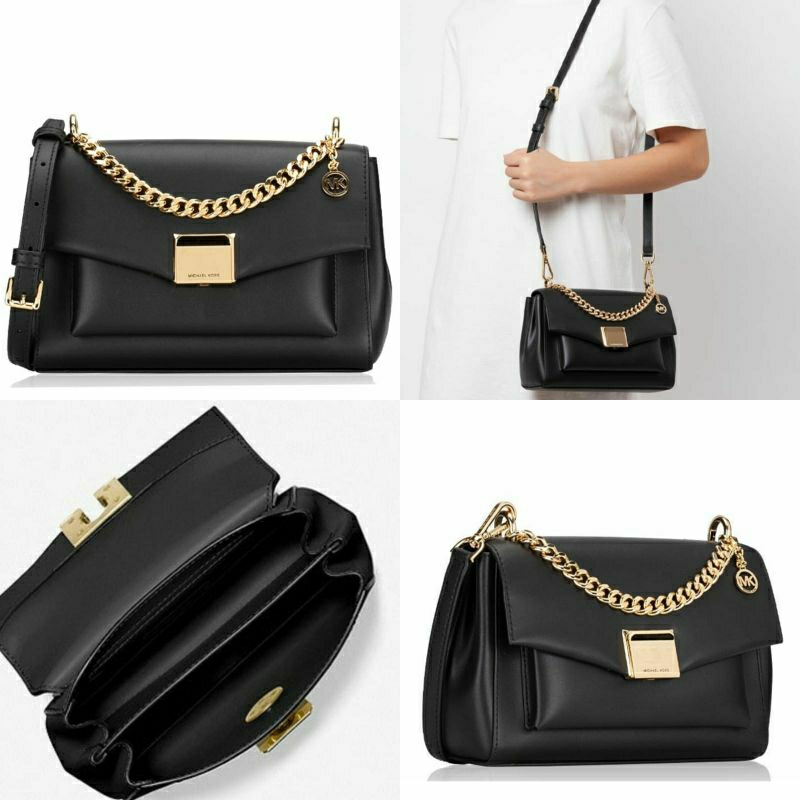 Tas Michael kors lita medium shoulder black Original Asli