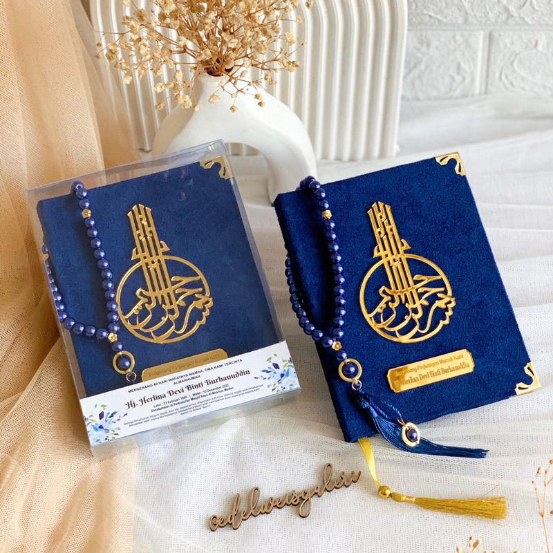 PAKET YASIN TASBIH   / CETAK BUKU YASIN HARDCOVER BELUDRU  / CETAK YASIN PREMIUM PLAT NAMA 3D / CETA