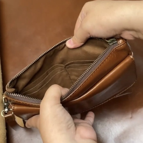 DOMPET CLUTCH POUCH UNISEX PRIA WANITA KULIT ASLI ORIGINAL 100% - CLUTCH KULIT MORAN - GRATIS UKIR NAMA