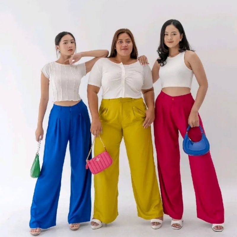 Loose Pants Trousers Jumbo (BIG SIZE) Wanita Anti Kusut - Celana Kulot Jumbo Highwaist Wanita Bahan Jatuh Celana Kantor Formal / Casual