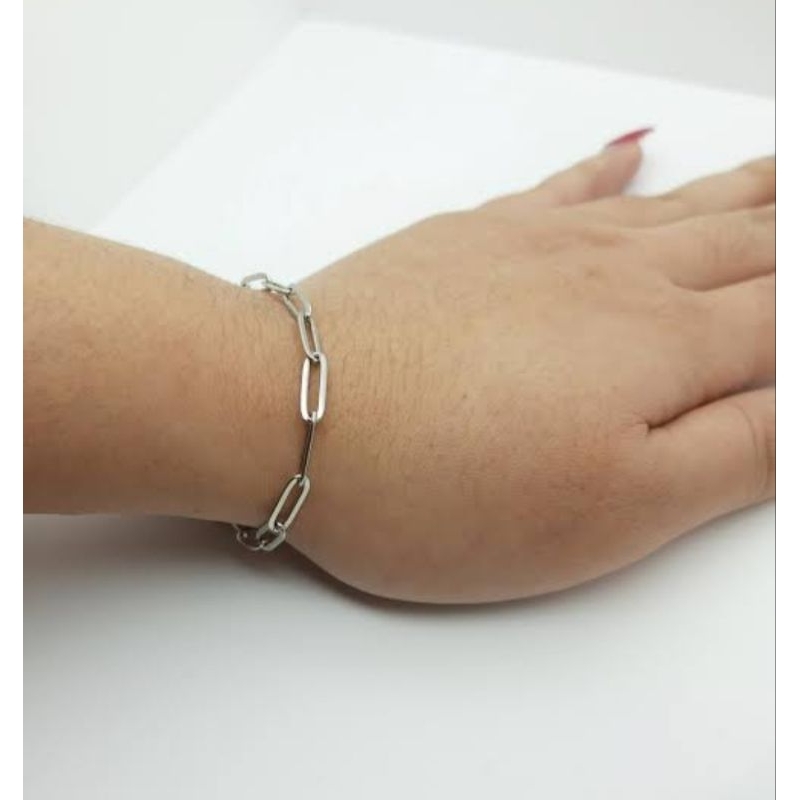 GELANG TITANIUM RANTAI KOTAK PRIA WANITA ANTI KARAT DAN TIDAK MUDAH LUNTUR STAINLESS STEEL
