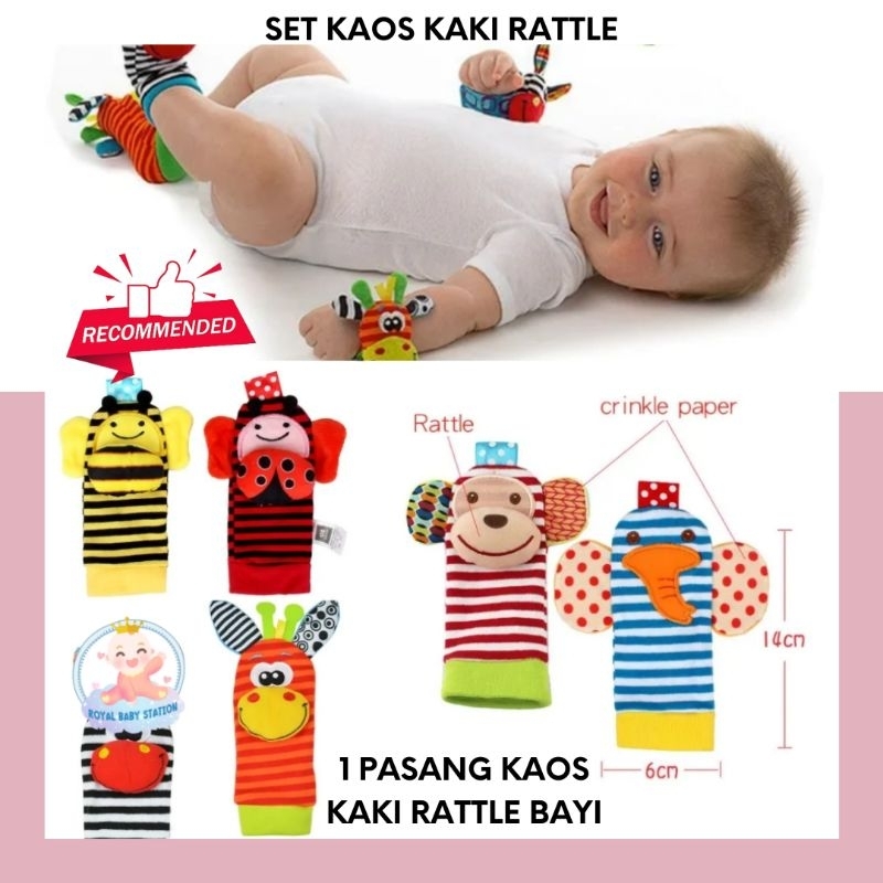 2in1 Kaos Kaki Bayi Kaos Kaki Rattle Original Sepasang