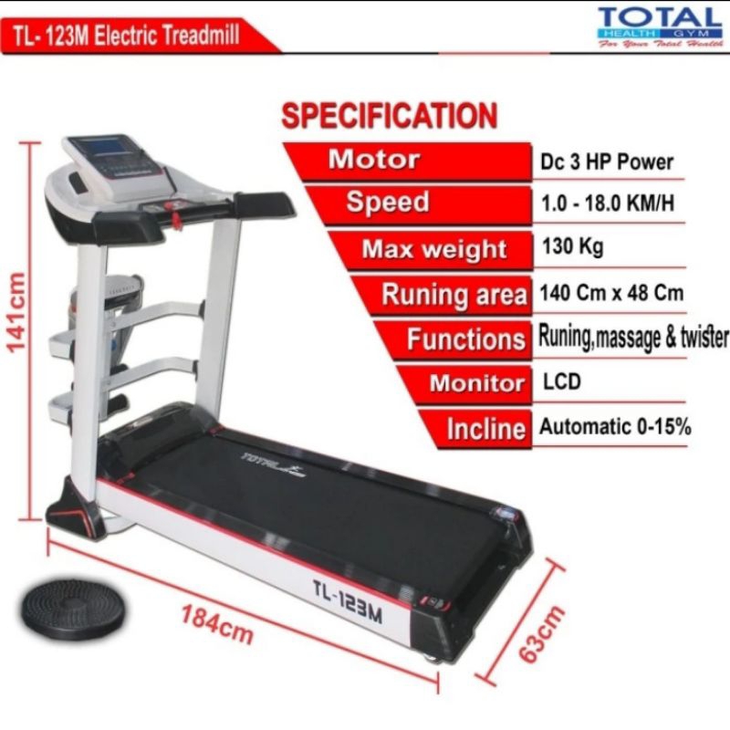 Treadmill elektrik auto Incline TL 123