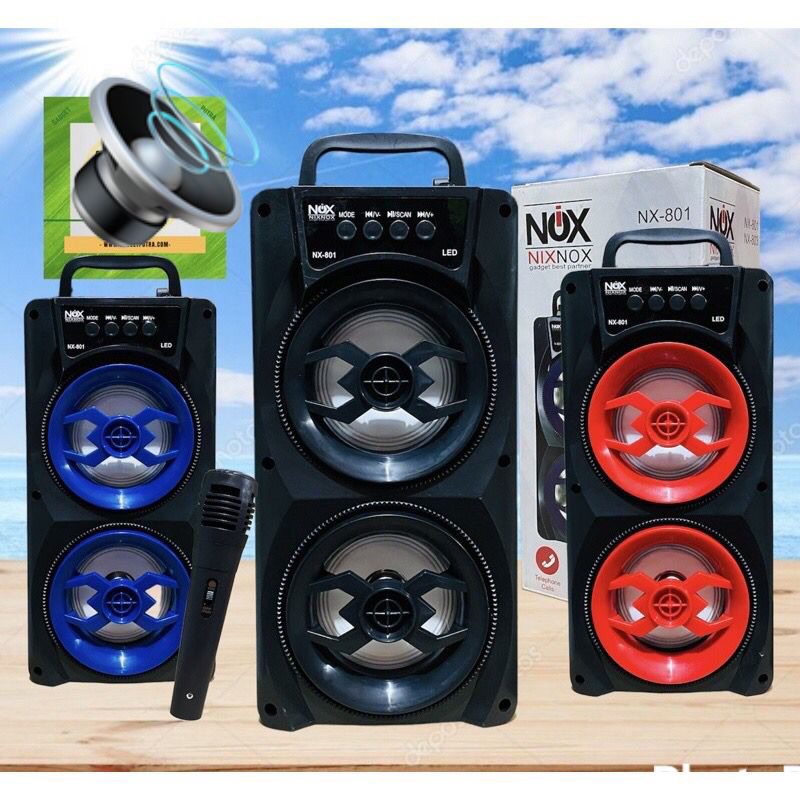 NX-801 NX-803 SPEAKER BLUETOOTH FULLBASS NIXNOX NX-801 FREE MIC FOR KARAOKE