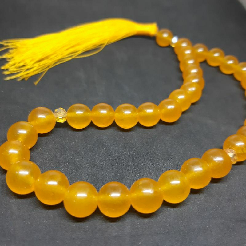 Tasbih batu giok kuning 10mm 33butir natural