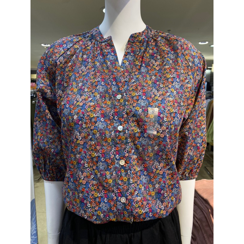 [ORIGINAL] ST.YVES ATASAN KEMEJA WANITA LENGAN BALON KERAH VINEK MOTIF BUNGA BIRU MERAH KUNING | BLO