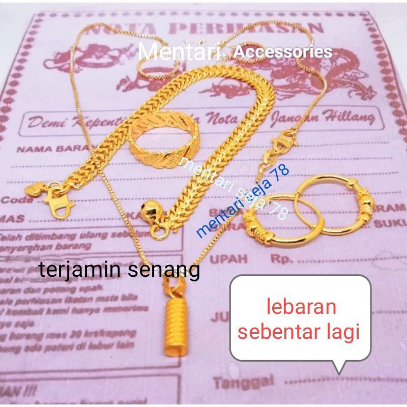 komplit satu set perhiasan titanium satu set perhiasan fashion berlapis emas 24K