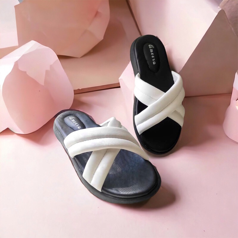 Ameera by Mikayla Sandal Wedges Wanita Silang Slip On