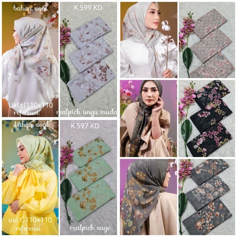 jilbab segi empat  motif voal motif lasercut denay motif voal motif premium motif 2 sisi