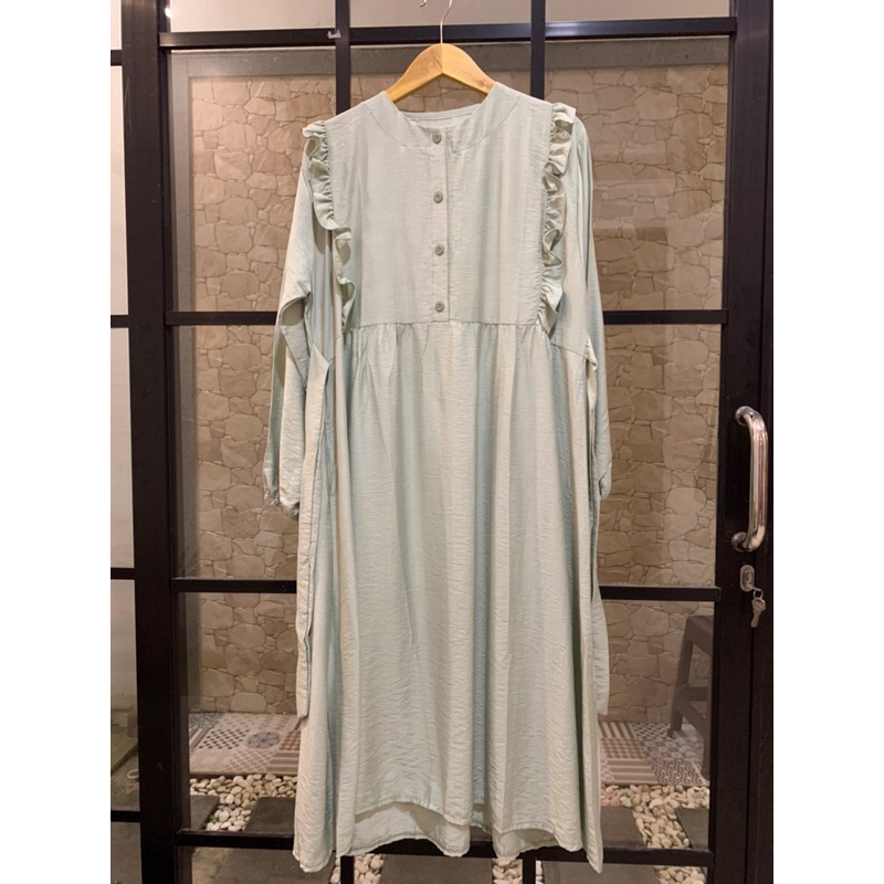 long tunik bahan polo linen LD 115 warna mint