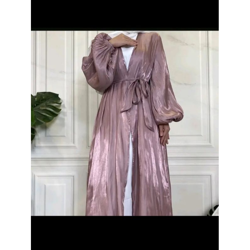 Abaya/gamis/baju Outer/outter shimmer shimer silk sheer premium Turky mewah - grosir baju / kaftan /
