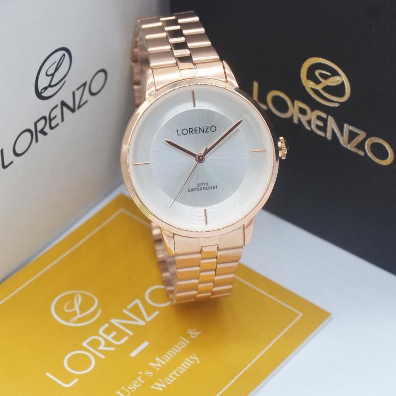 JAN JAM TANGAN WANITA LORENZO 7113 ANALOG ORIGINAL STAINLESS STEEL