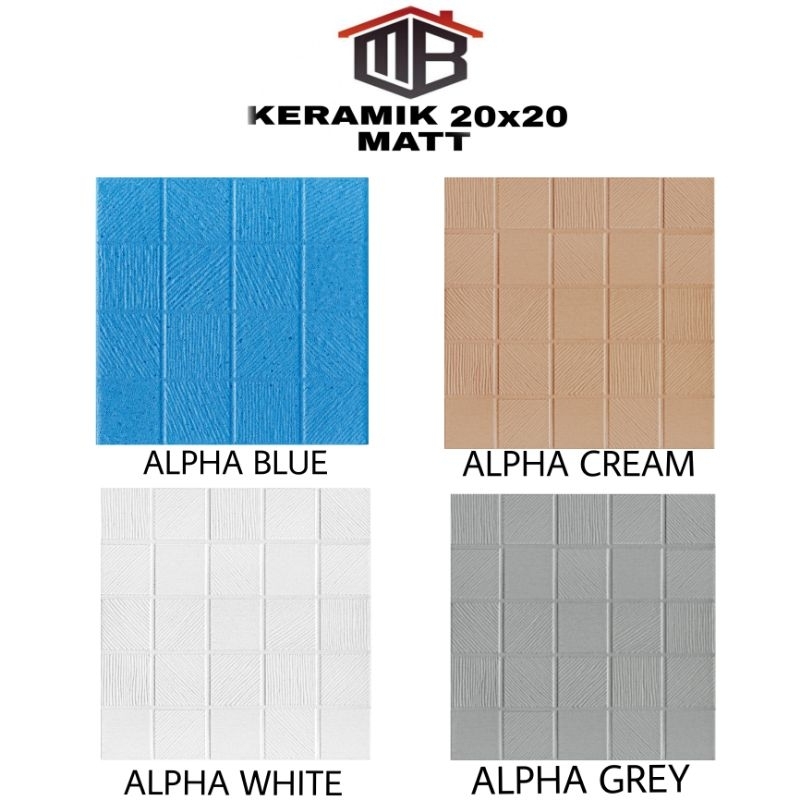 Keramik kamar mandi 20x20 Asia tile Alpha blue, cream, white, grey kw3