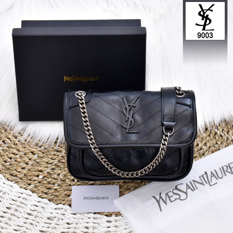 TAS YSL SAINT LAURENT MINI FLAP BAG 9003 PLATINUM LIKE ORI