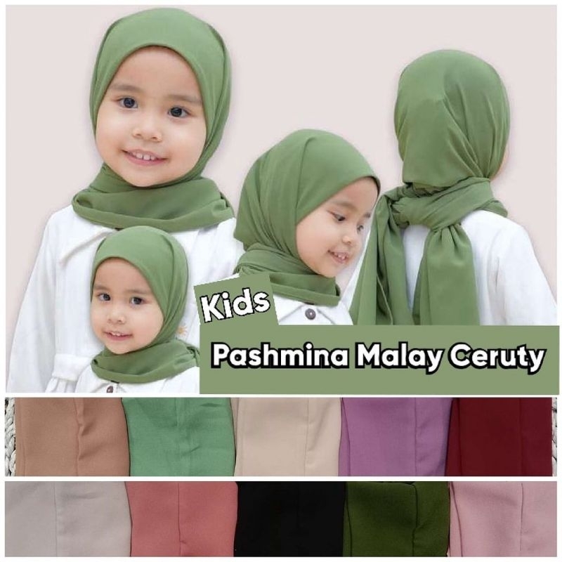 New Pashmina Malay Anak | pashmina melayu | Pashmina Tali Instan Anak 2-10 Th