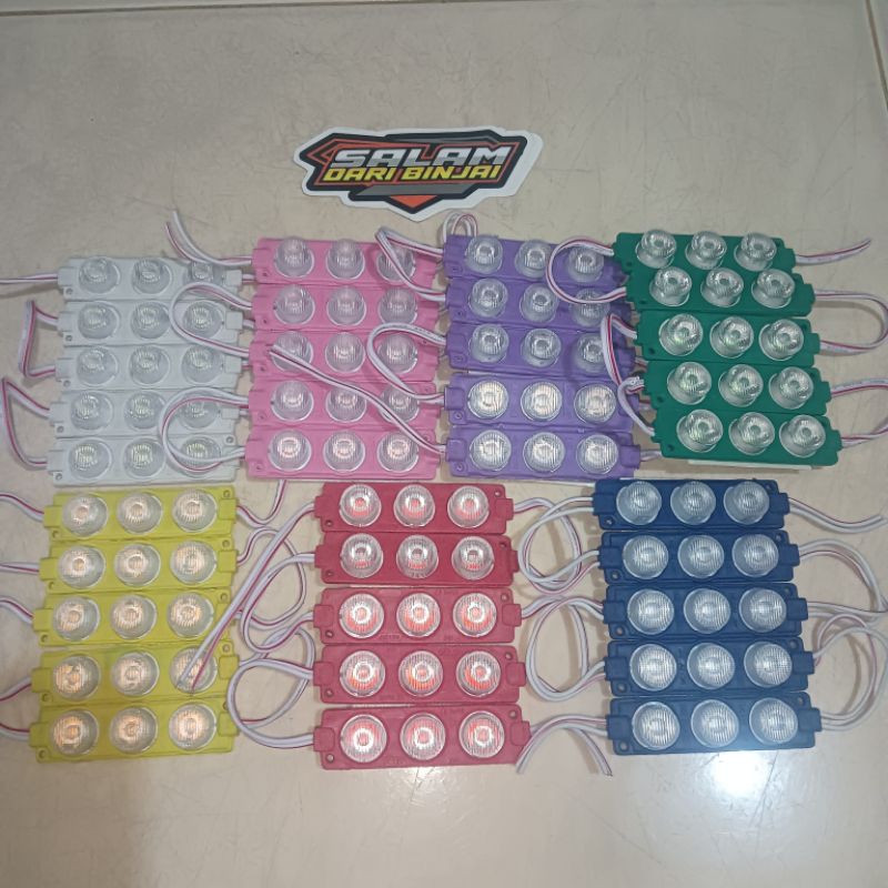 LAMPU LED STRIP MODUL TEMPEL BULAT 3 MATA MOTOR MOBIL WATERPROOF COB 12 V