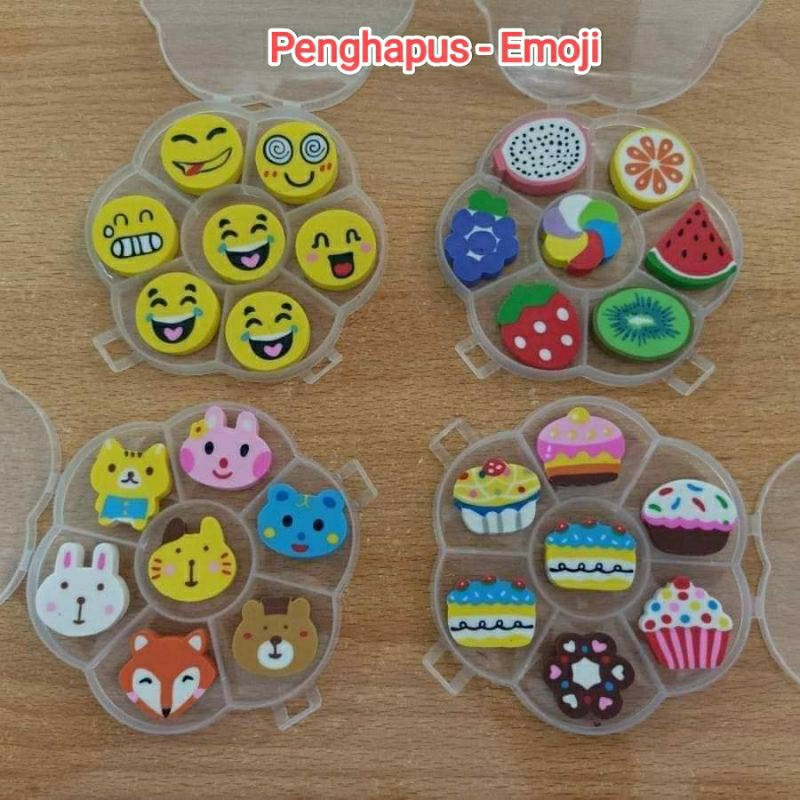 

Penghapus Pensil Karakter Emoticon Emoji Buah Cake