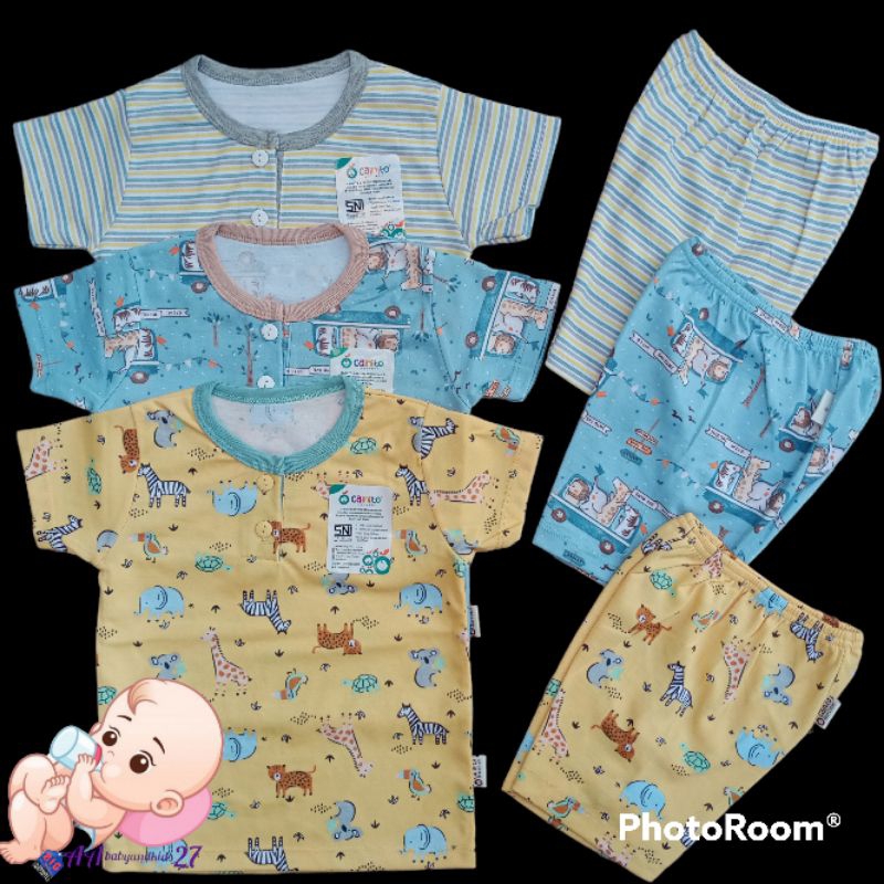 Produk Terbaru!!! CAINITO Setelan Baju Bayi Lengan Pendek Celana Pendek Ukuran S M L XL SNI HIGHT QUALITY