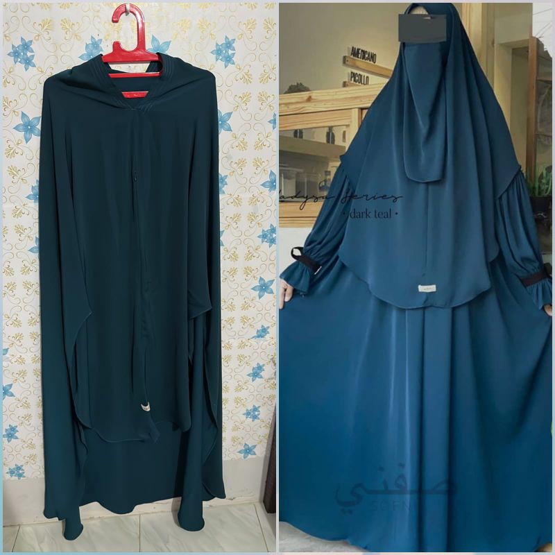 Khimar only nonpad series Ladysa bysofni sofni fursan silk furusiyah silk dark teal preloved