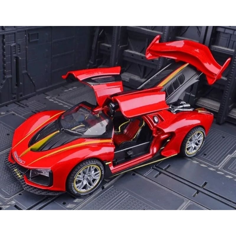 Diecast Alloy Car Model Miniatur Die-cast Mobil Mobilan Sports Car Pajangan Metal  Skala 1:24