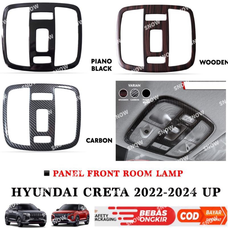 Panel Front Room Lampu Hyundai Creta 2022 2023 2024 Up Wood Hitam Carbon