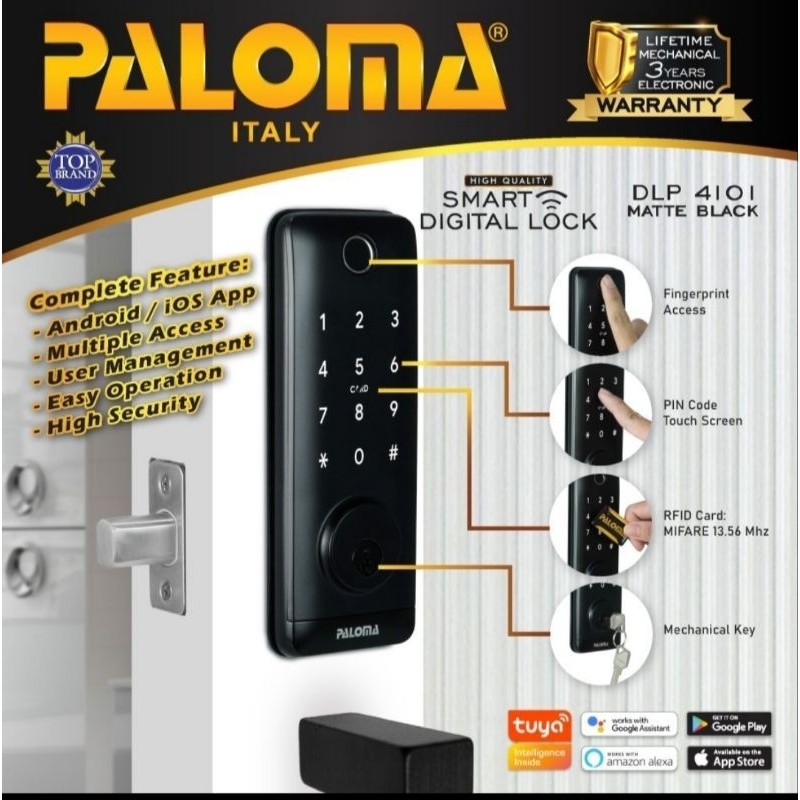 PALOMA DLP 4101 Digital Lock Deadbolt Smart Home Door Kunci Pintu WiFi