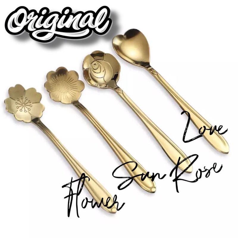 Luckystore Sendok Teh Kopi Set Tea Spoon Mewah Berkelas / Sendok Bunga