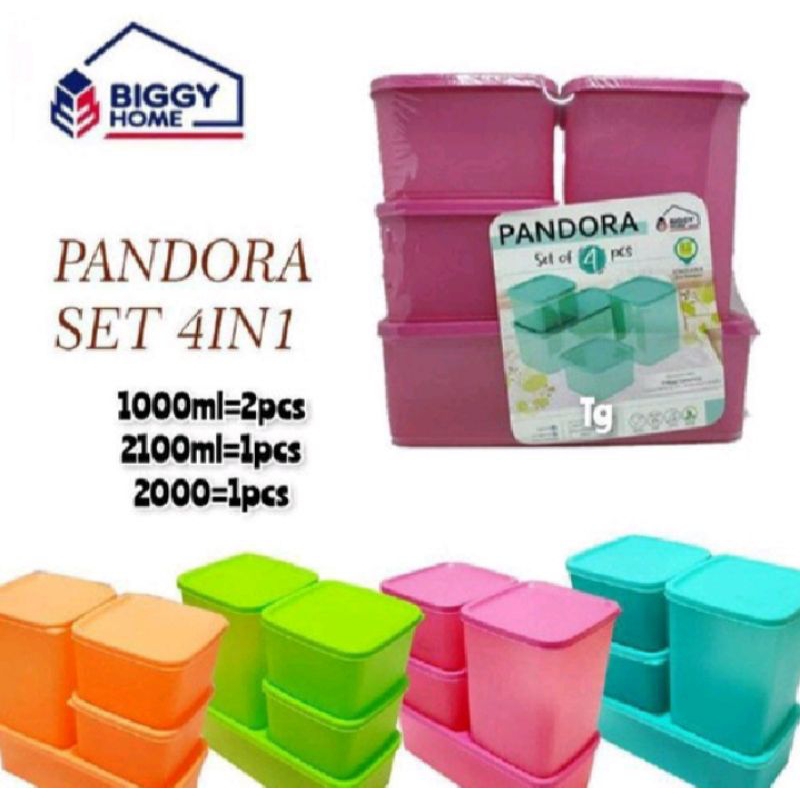 Toples Plastik Set Pandora Storage Food 4 In 1 / Toples Biggy Tebal