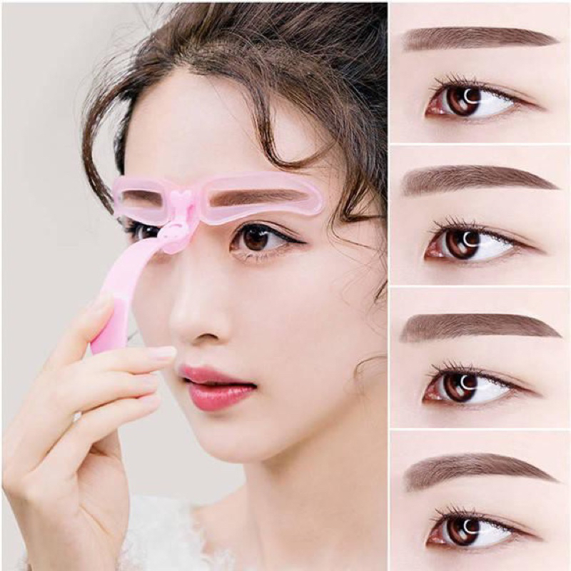 Cetakan Alis Gagang 8 IN 1 Eyebrow Template Kit Praktis 8in1 Pencetak Alis 8 Bentuk Alis Stamp Alis 