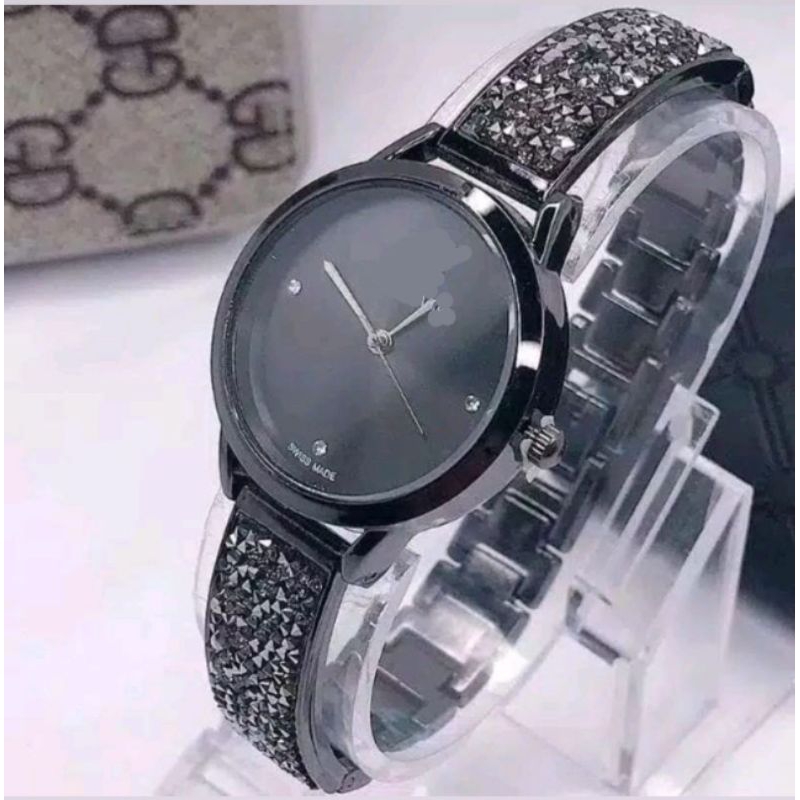 (Terima Cod)Jam Tangan Wanita Angsa Swrovky Blimbing Strap Rantai/Stell(Dikirim Jakarta)