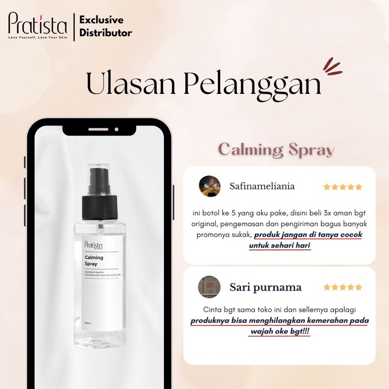 Pratista - Calming Spray Mist 100ML / Toner Pratista Botol Spray / Toner Wajah Kusam Jerawat &amp; Kusam BPOM