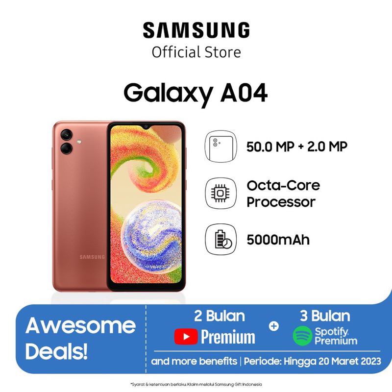 SAMSUNG A04 RAM 4/64 gb  100% BARU DAN BERGARANSI RESMI 