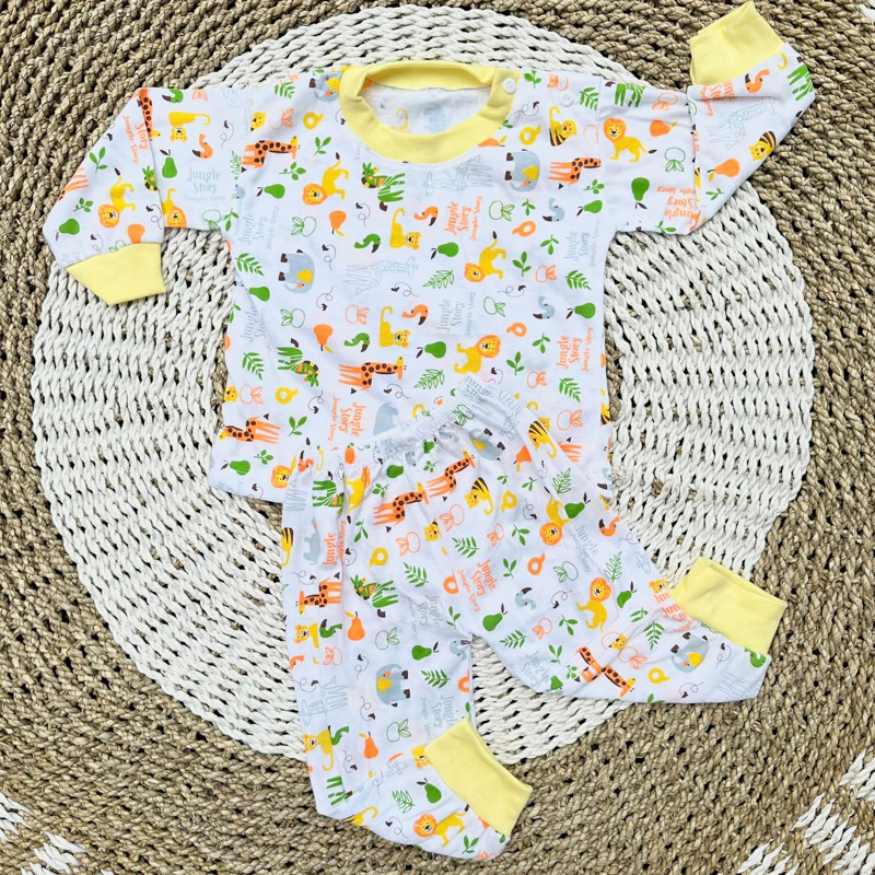 Setelan Baju Bayi Oblong Panjang Baju Piyama Bayi Baju Tidur Bayi Baju Bayi Celana Bayi 3-12bln DNW BABY