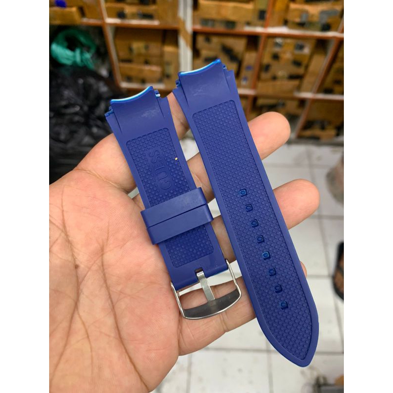 Strap Tali jam Tangan Guess rubber biru buckle 22mm