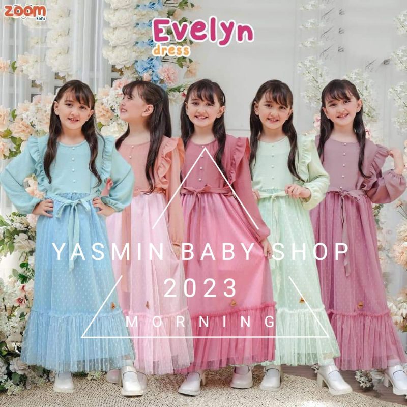 GAMIS ANAK LEBARAN 2025 EVELYN DRESS By Zoom Kids