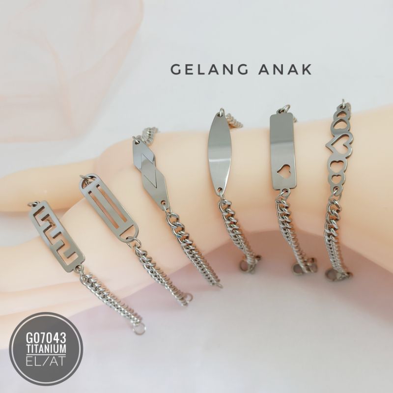 Gelang anak Titanium variasi silver (15 cm ) G07043