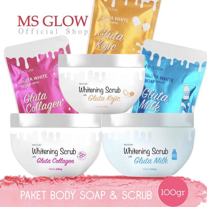 MS GLOW Gluta Whitening Body Soap &amp; Scrub