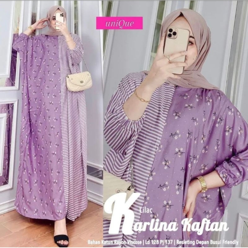 MOTIF TERBARU FASQI DAN KARLINA KAFTAN BAJU JUMBO KAFTAN LEBARAN MEWAH