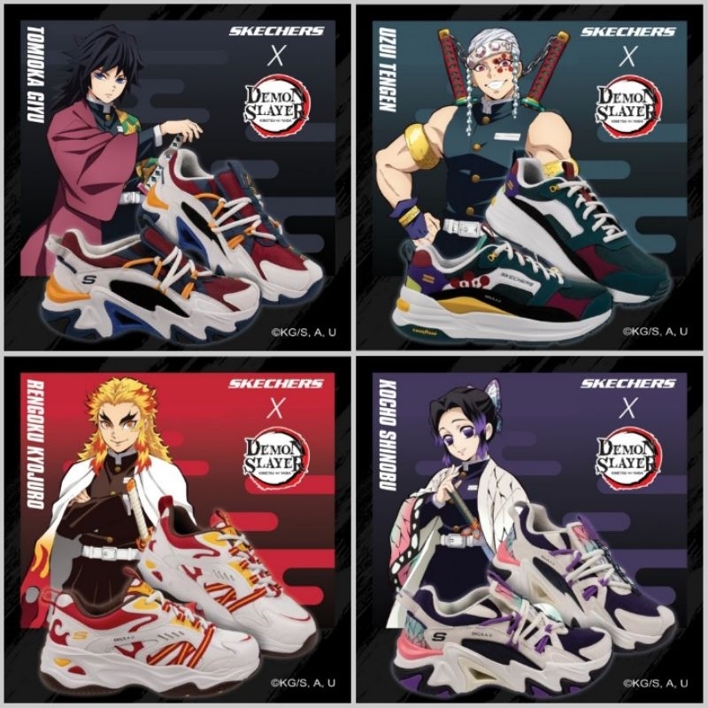 OFFICIAL SKECHERS X KIMETSU NO YAIBA DEMON SLAYER UZUI GIYU SHINOBU RENGOKU LIMITED EDITION SHOES SE