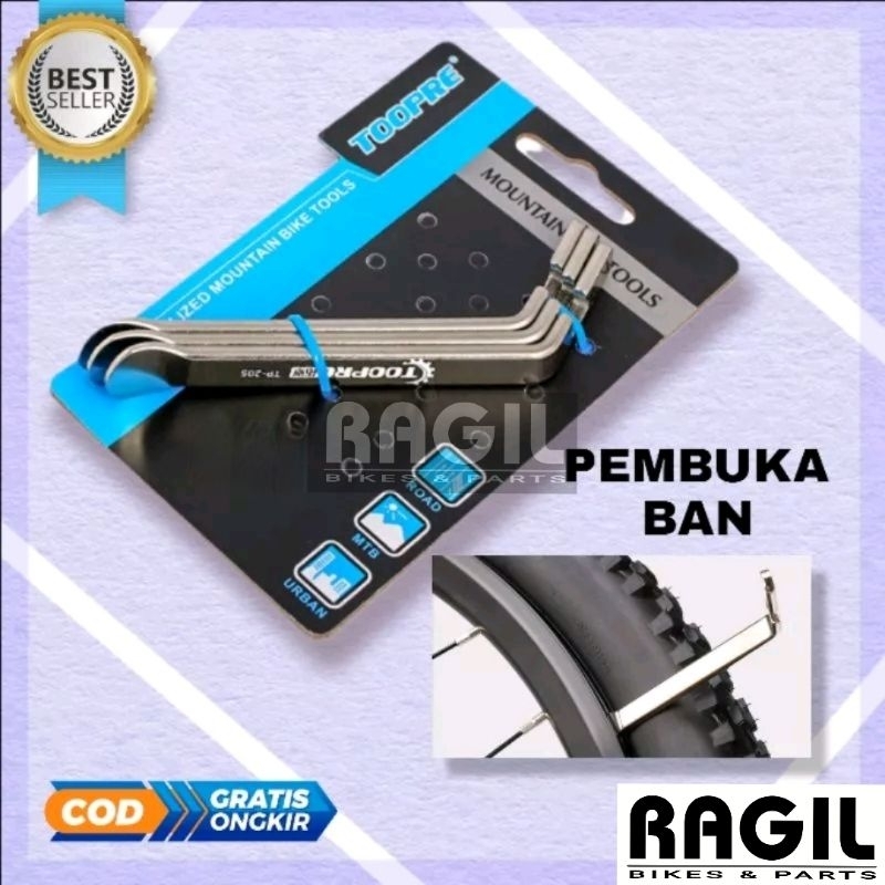 JUGIL BAN LUAR SEPEDA TOOPRE CONGKEL CUKIT PEMBUKA PELEPAS PASANG BAN TIRE LEVER BESI KROM CONGKELAN