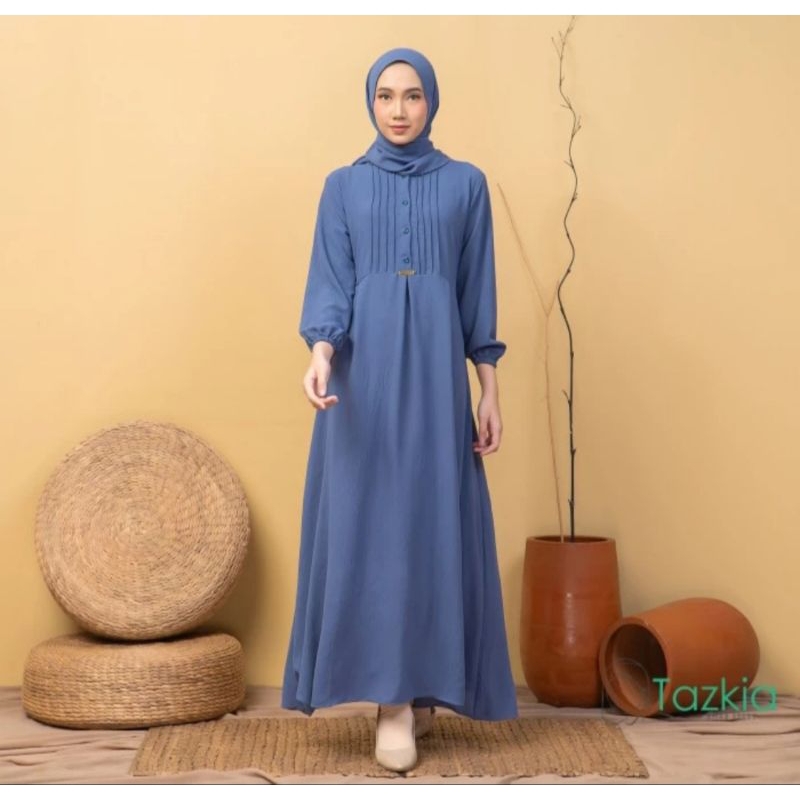 Dress muslimah Set Gamis & pashmina Azalia crinkle by Tazkia