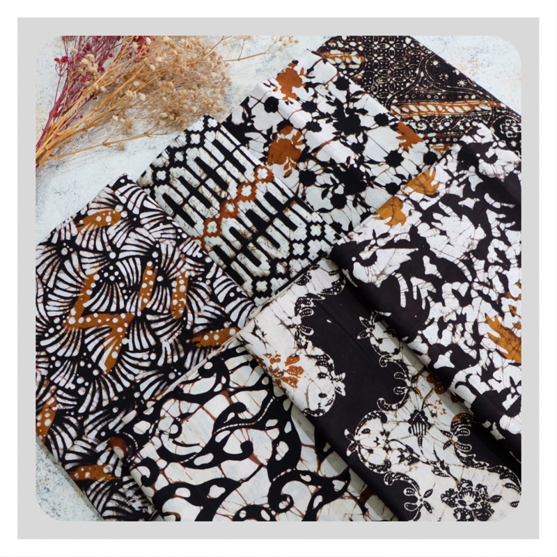 kain batik katun cap sogan batangan set viscose polos