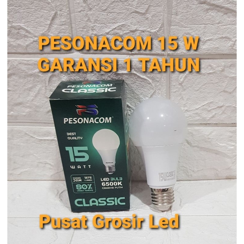 PAKET HEMAT 5 PCS LAMPU LED PESONACOM CLASSIC 15 WATT CAHAYA PUTIH GARANSI 1 TAHUN