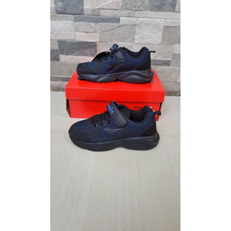 Sepatu Anak Pria Diadora Fogo Hitam Biru Sepatu Sekolah Casual Sneakers Original 100% Terbaru