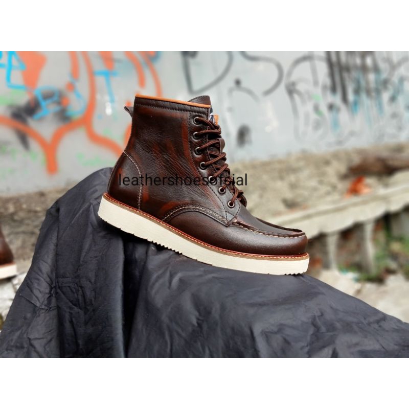 sepatu model redwing moctoe boots sepatu redwing original teather fhasion pria
