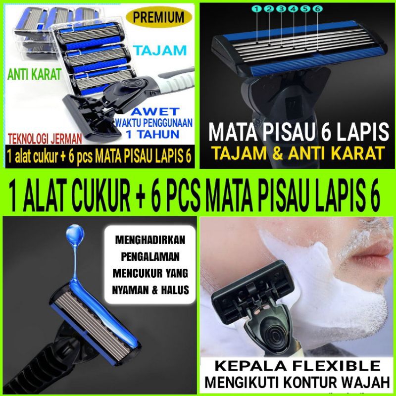 Alat Cukur kumis manual mata pisau 6 Lapis(flexible)-cukur jenggot-cukur kumis-cukuran jenggot-cukur