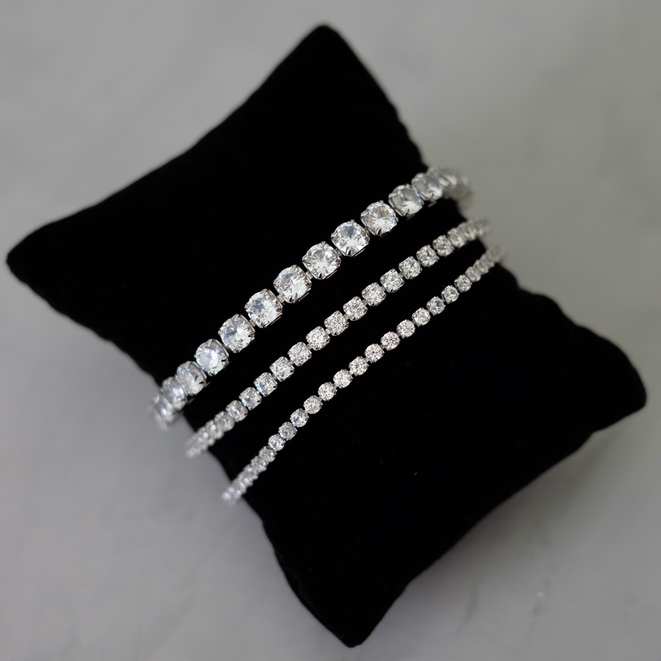 TENNIS BRACELET (Silver & Gold) - Gold Plated Stainless Steel Zircon Bracelet