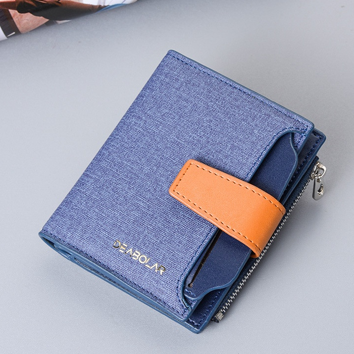 DOMPET LIPAT WANITA IMPORT DEABOLAR ORIGINAL WA658B2 KANVAS BIRU NARONI KECIL KOREA MURAH PREMIUM SLOT KARTU REMAJA KEKINIAN CEWEK UANG KOIN MINI RESLETING PENDEK BRANDED BATAM