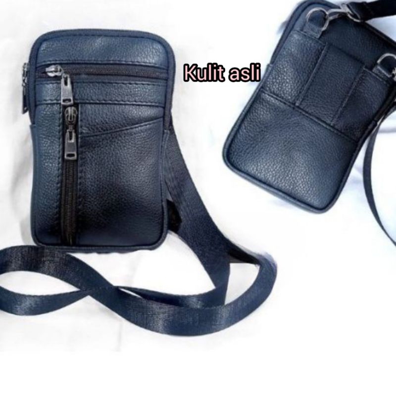 tas pinggang hp kulit asli - tas selempang pria kulit asli - tas hp mini kulit asli