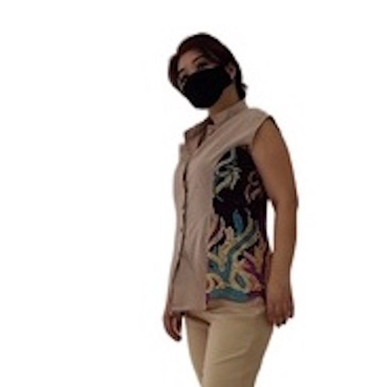 Atasan Kebaya Brokat Lilac Tosca Modern Tanpa Lengan Gesyal Pastel Krem  2 in 1